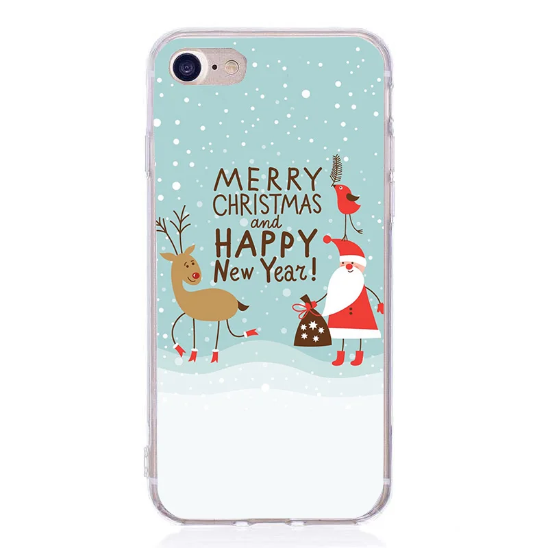 Силиконовые Рождественский лось чехол для 7 Coque мягкий ТПУ ipone 6S CapinhaNew год iPhone E 5 8
