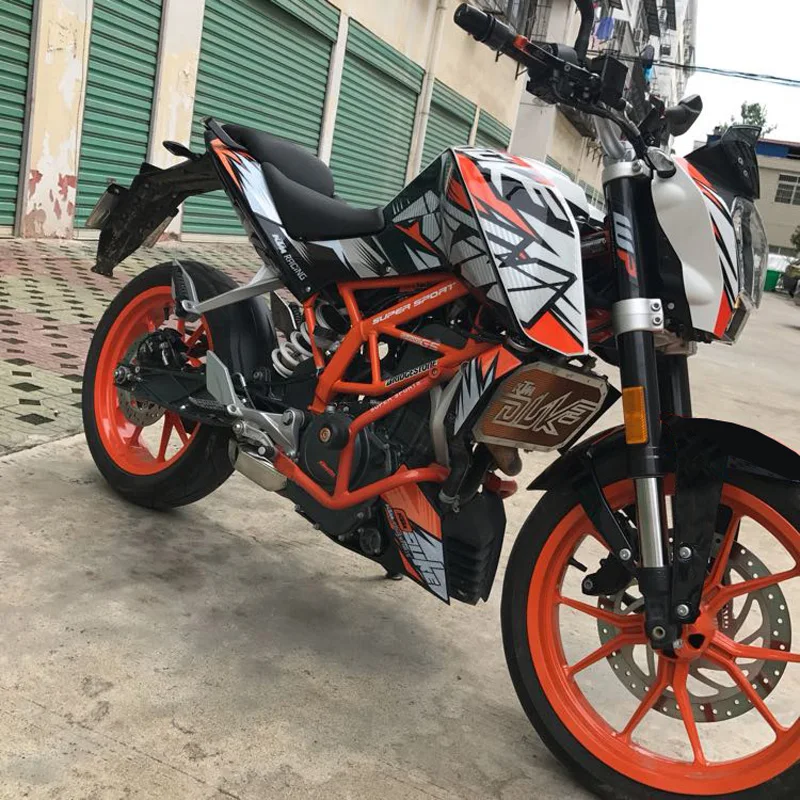 Оранжевая пропущенная версия DUKE 125 200 390 наклейка для мотоцикла 3 м Толстая Уличная