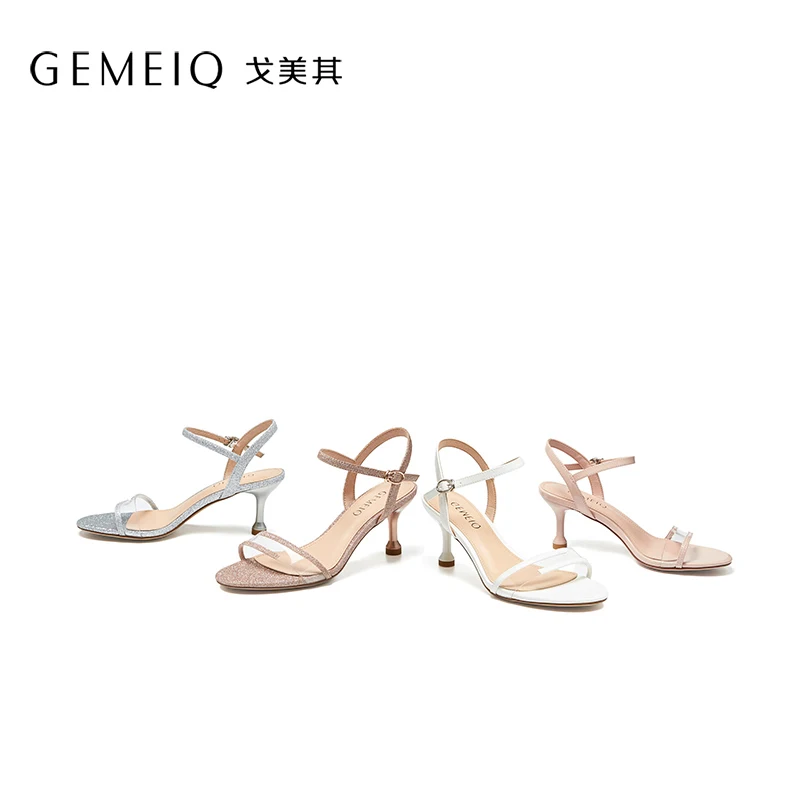 GEMEIQ 2019 summer shoes woman Cross strap Buckle Strap sandals female high heel thick Transparent | Обувь