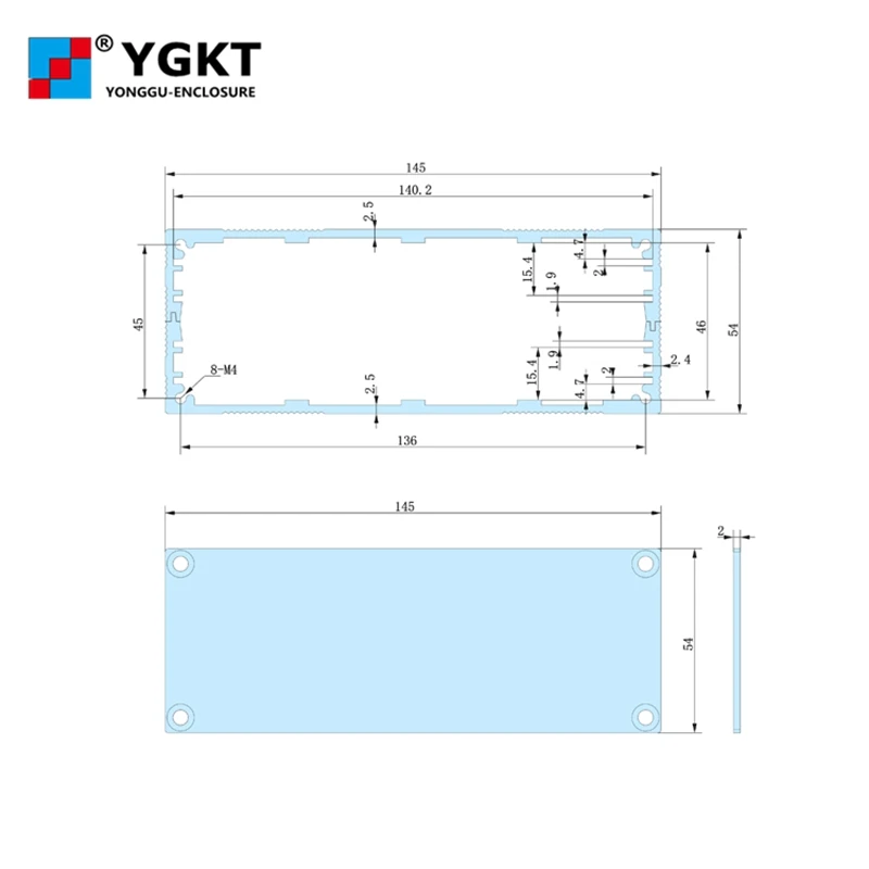 145x54xN мм (W H L) Алюминиевый корпус для проекта электронный инструмента DIY