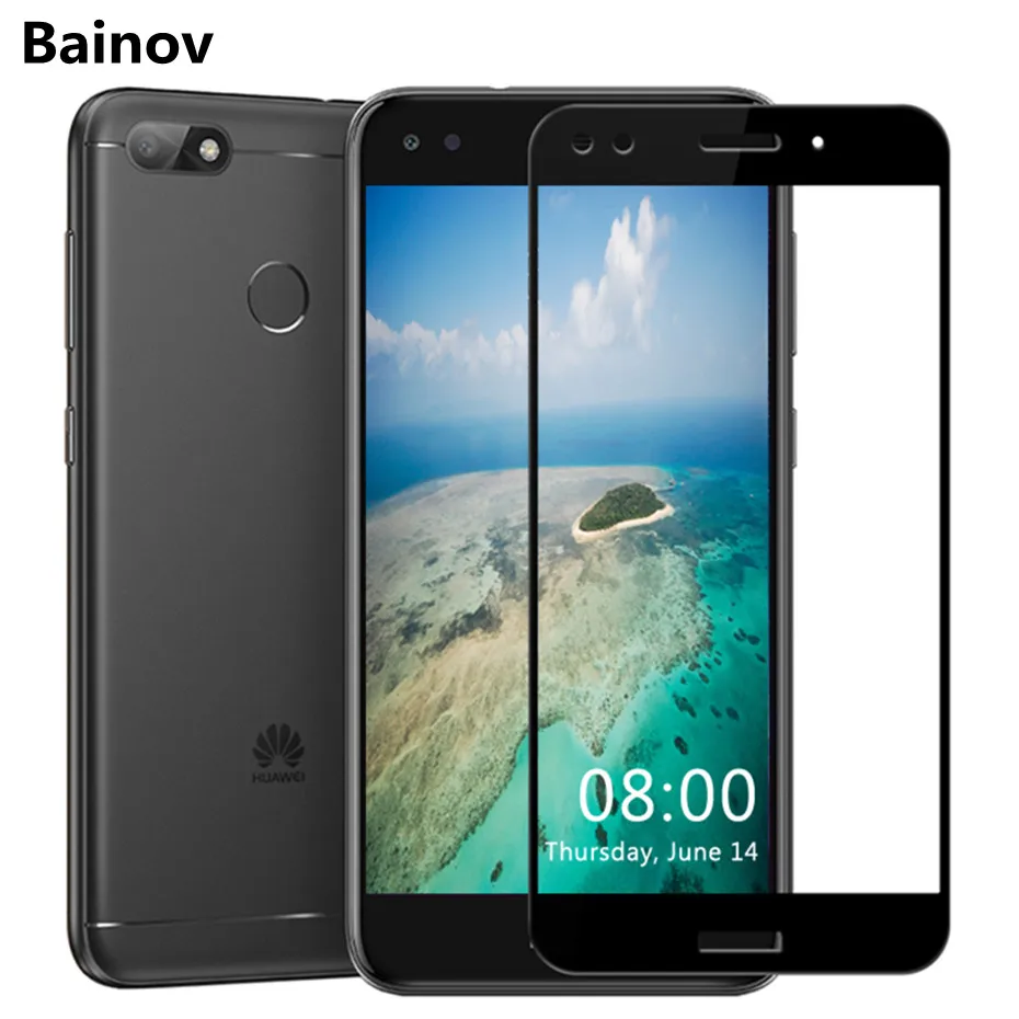 Полностью закрывающая Защитная стеклянная пленка для huawei y7 Y6 Y5 Y3 2017 защита экрана