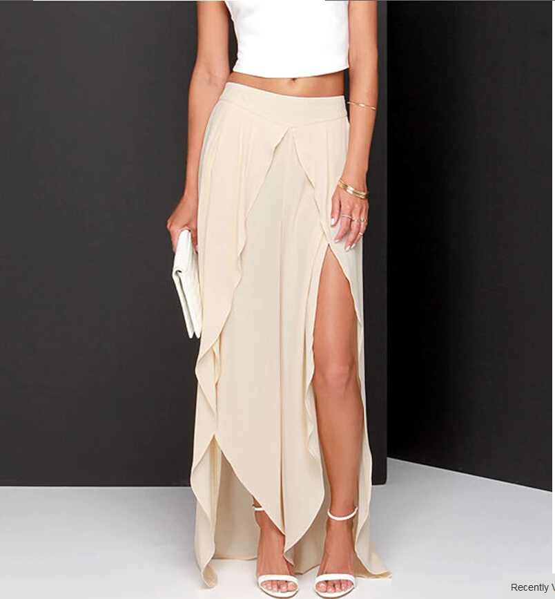 

Womens Summer Style Plus Size XXS-8XL Sexy High Slit Long Skirt Irregular asymmetrical Split Maxi Chiffon Skirts Saias Longue