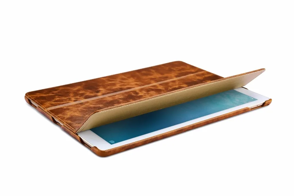 Чехол-книжка Icarer Oil Wax в винтажном стиле из натуральной кожи для iPad Pro 12,9(, Ретро стиль, Воловья кожа, флип-чехол для iPad Pro 12,9
