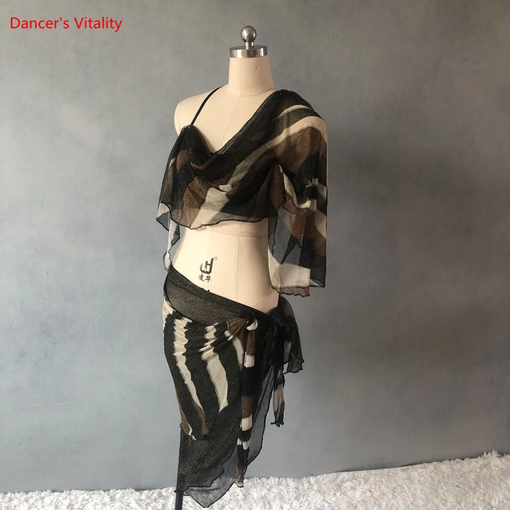 2019 New Design Brown stripe Top+Skirt 2pcs Women Dance Clothes Suit Spring Practice Suits | Тематическая одежда и
