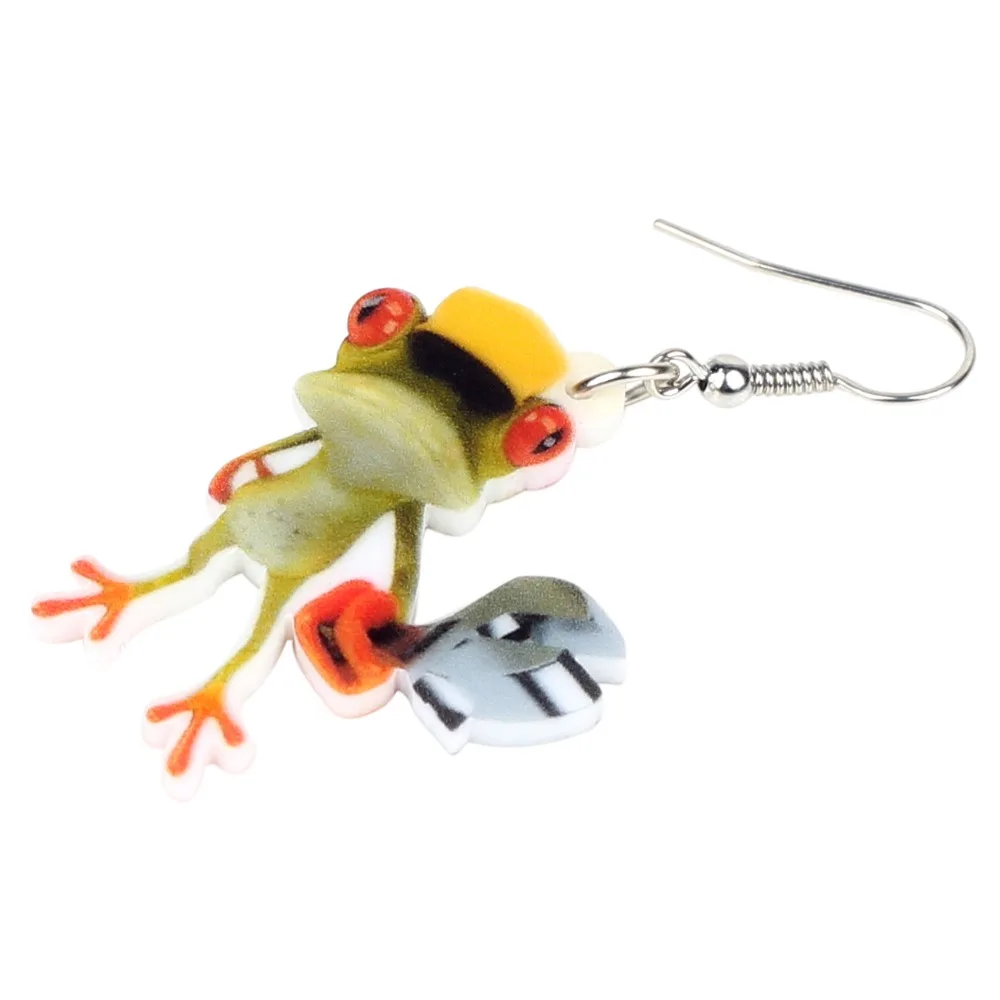 WEVENI Accessories Acrylic Cartoon Repairman Frog Earrings Drop Dangle Funny Animal Jewelry For Women Girls Gift Charms Dropship | Украшения