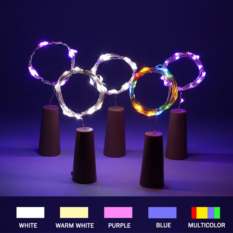 2M LED Cork light Bottle stopper lamp copper wire string Battery Powered creative Outdoor Party lantern fire tree decor | Освещение