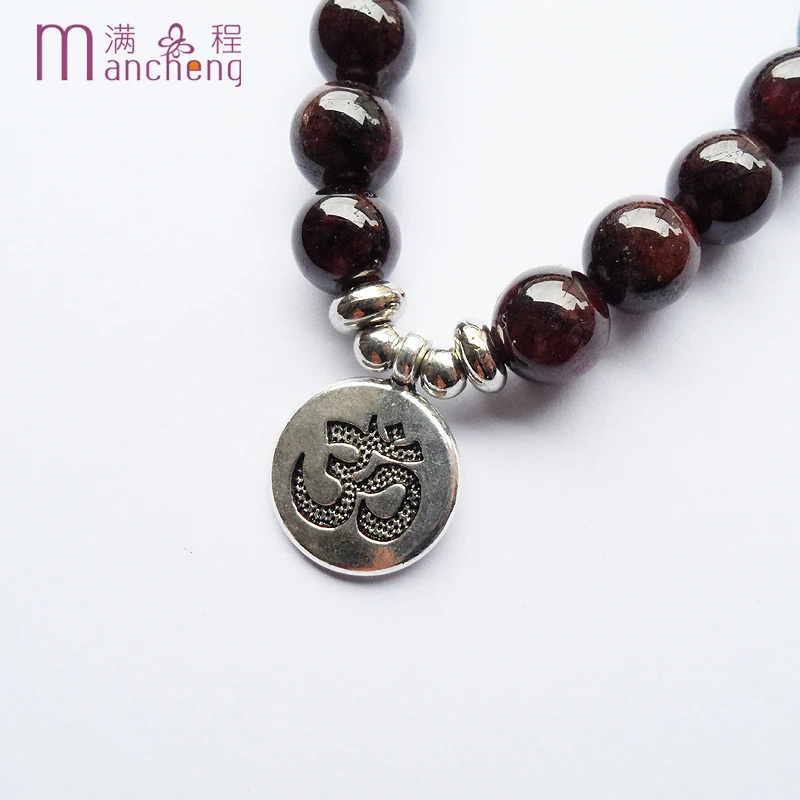 Мусульманский тасбих бусины для молитвы эластичный гранат OM браслет с надписью