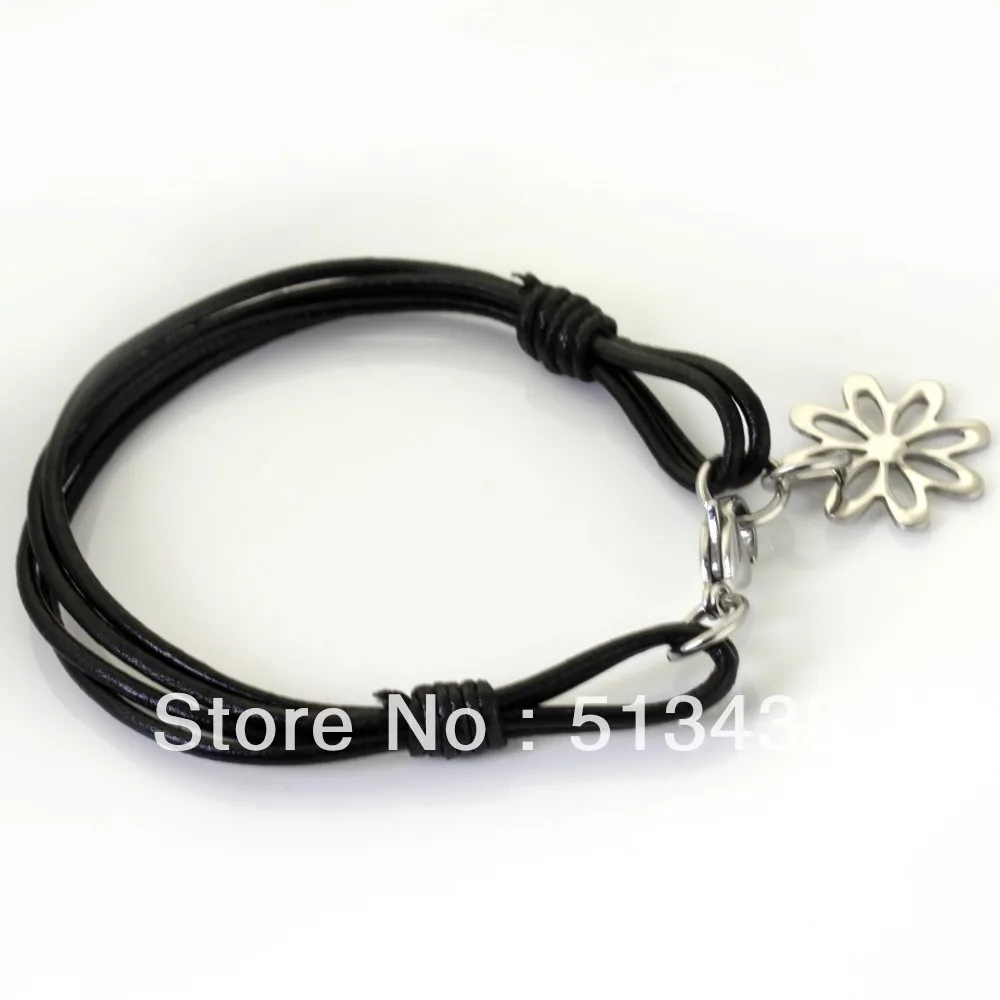 Мода женская ювелирные изделия 100% из нержавеющей стали серебро цветок черный