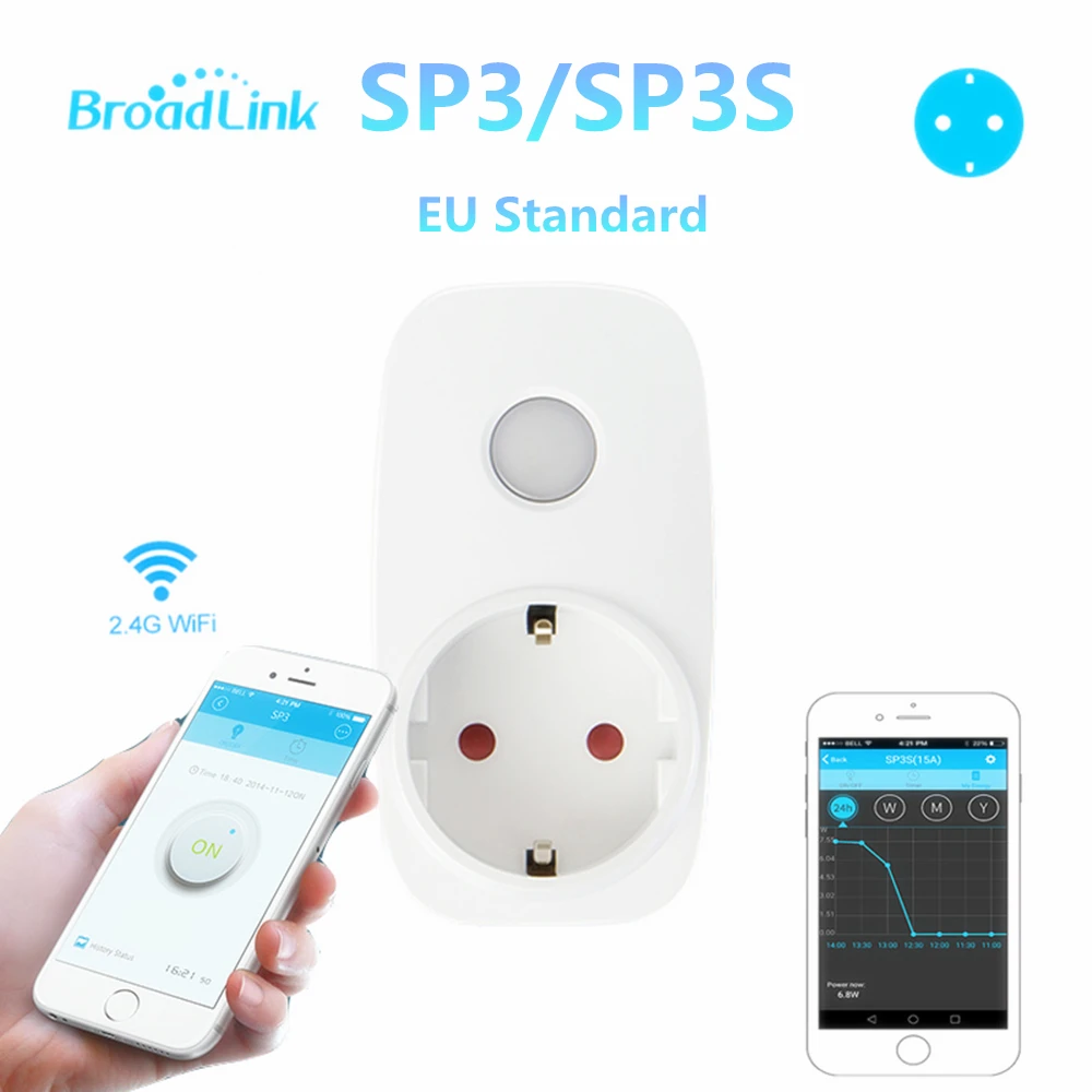 Broadlink SP3 SP3S WiFi розетка EU 16A 3500 Вт измеритель мощности для Alexa Google Home IFTTT приложение
