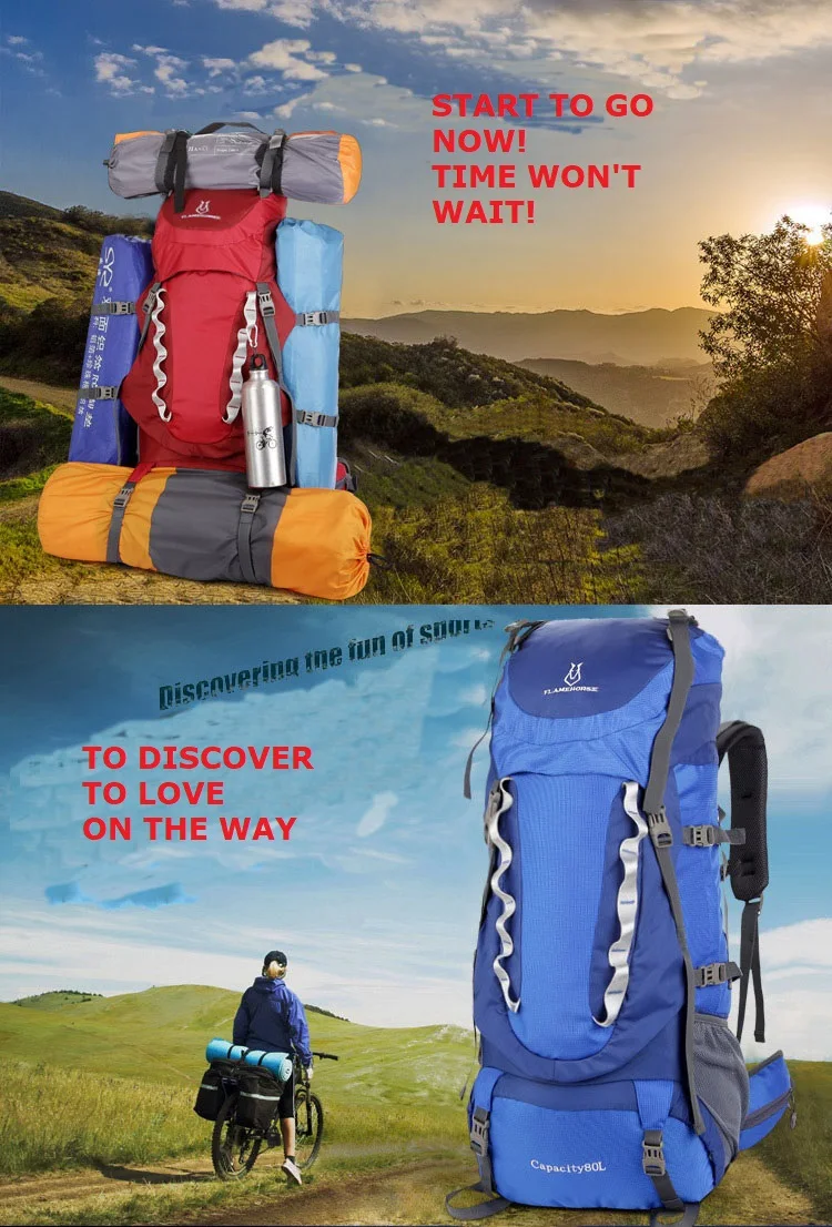 Большая вместительная нейлоновая 70L Водонепроницаемая спортивная сумка для путешествий, туристический рюкзак с внутренней рамой, сумка для рыбалки, кемпинга, пеших прогулок