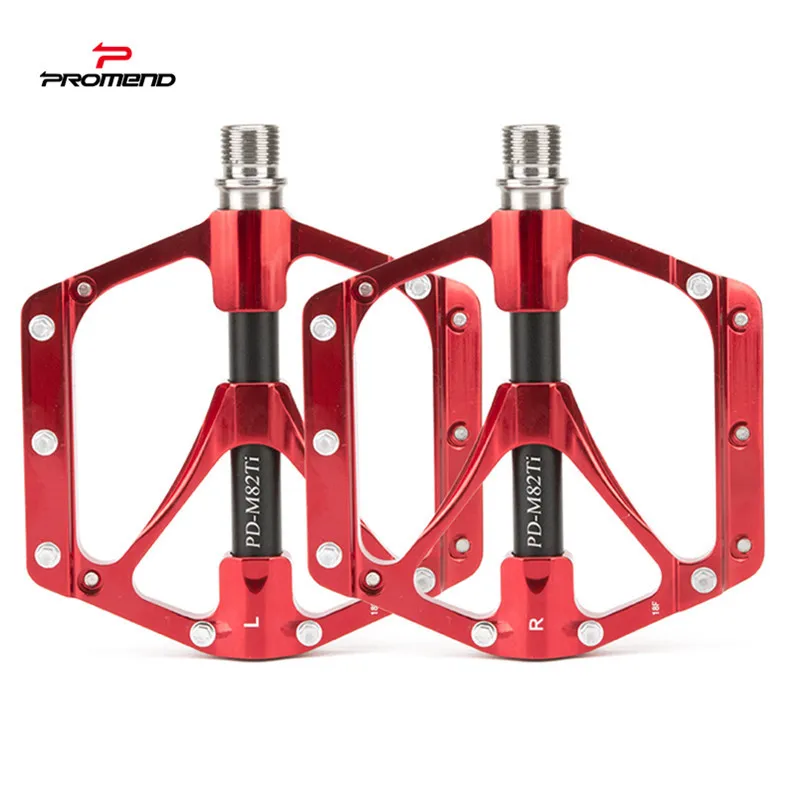 Red PROMEND, сверхлегкие педали для горного велосипеда, педали для велосипеда, титановый стержень, подшипники, легкие протекторы, педали для велосипеда - Цвет: Red
