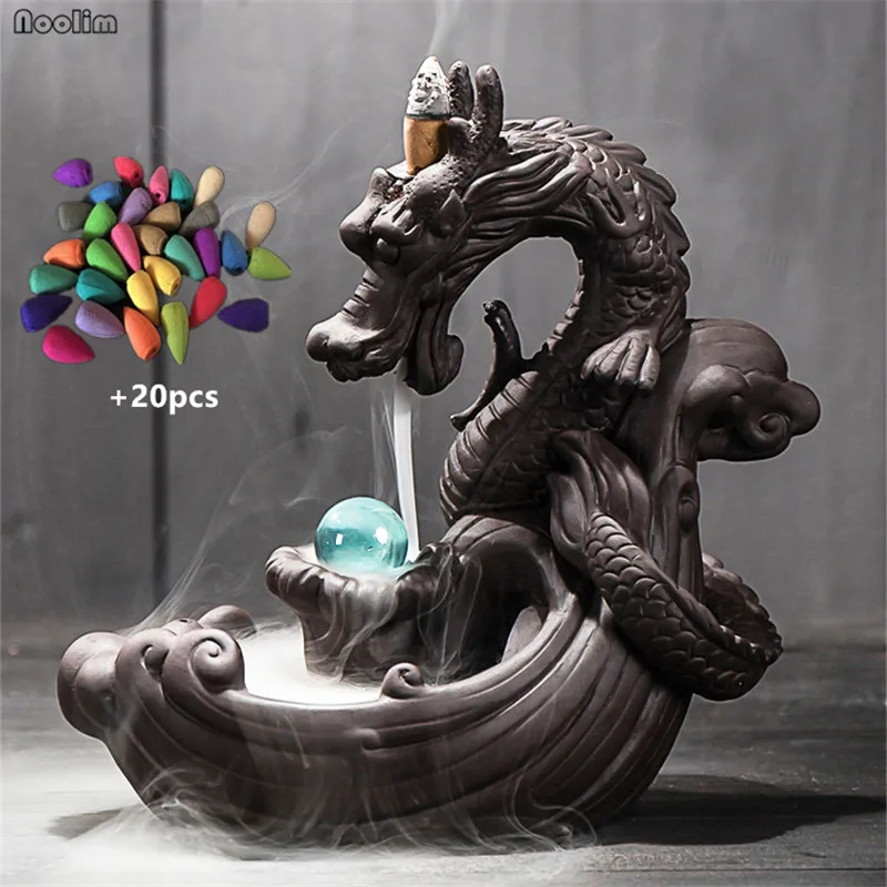 Керамическая курильница Dragon Backflow креативный Декор для дома и офиса с хрустальным