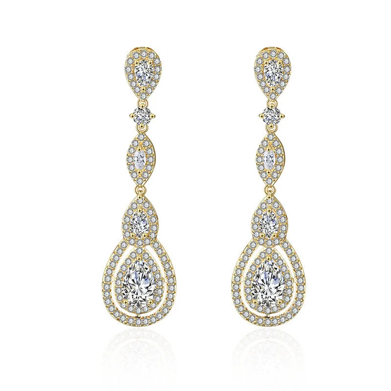 Женские длинные серьги бабочки Винтажные с полым покрытием и фианитами