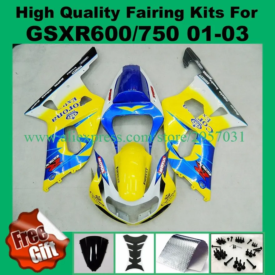 

9Gifts, Injection Fairings for GSXR600 GSXR750 01 02 03 K1 SUZUKI GSX-R750 GSX-R600 2001 2002 2003 #233-YB ABS fairing kits