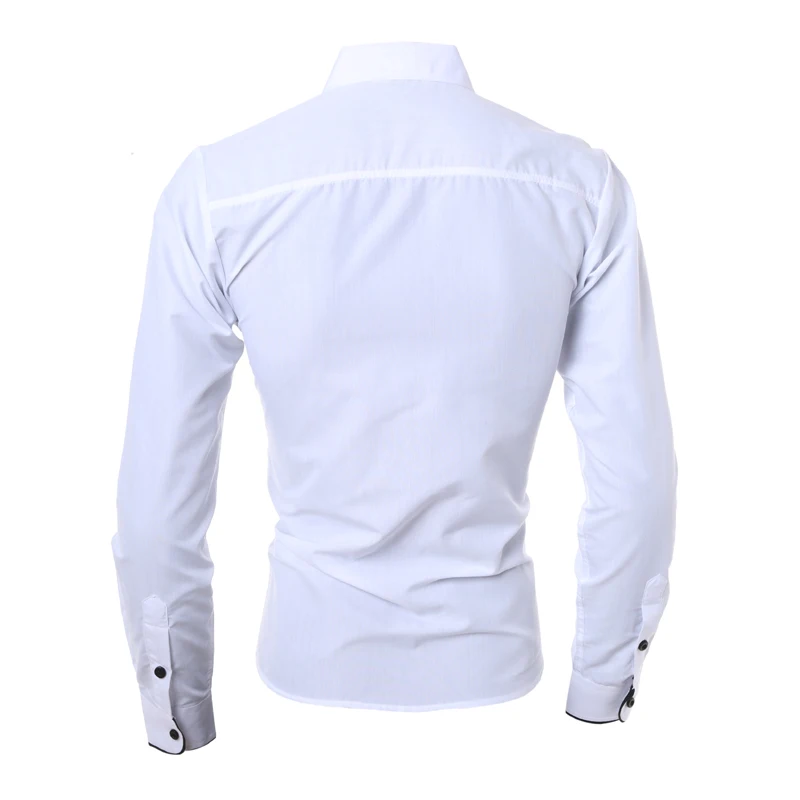 Wholesale Men Casual Shirt 2018 Brand Fashion Slim Solid Color Long Sleeve Dress Shirts Cotton Social Business White Clothes | Мужская