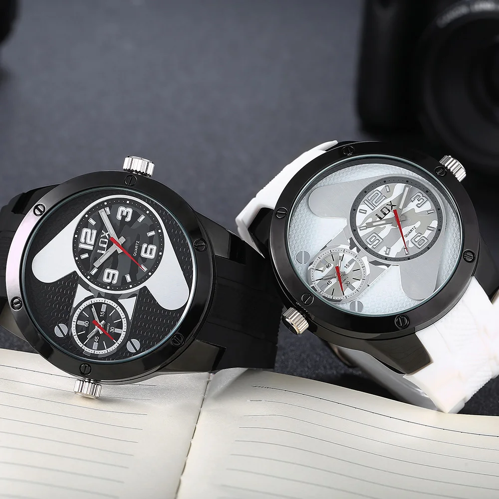 Часы LOX Мужские кварцевые с двумя часовыми поясами брендовые люксовые модные