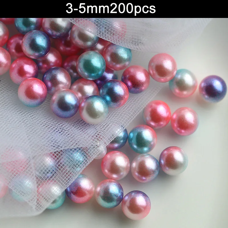 3-5mm 200pcs Разноцветные Круглые бусины с имитацией жемчуга без отверстий для рукоделия для женщин LBShipping - Color: 3-5mm 200pcs