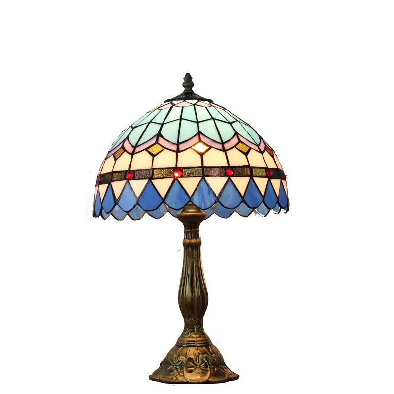 

30CM Mediterranean style table lamps Tiffany glass desk lamp for bedroom fashion simple E27 children's lighting 0087