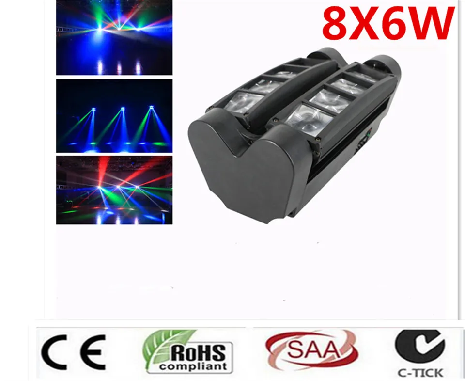 Новый мини движущийся светодиодный прожектор rgbw 8x6w для сцены dmx512 dj party ktv light