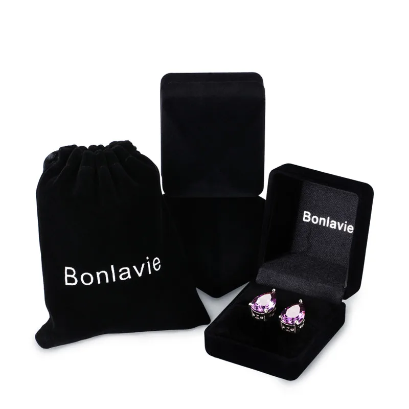 BONLAVIE 12.8ct натуральный аметист, ювелирное изделие, 925 серебряные серьги, грушевидная огранка, форма капли воды, брендовые ювелирные изделия для женщин, для работы в офисе