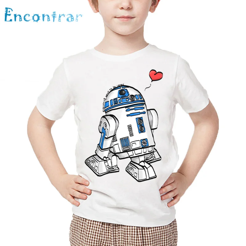 Детские Звездные войны Робот R2-D2 с BB-8 забавная футболка для маленьких мальчиков девочек короткий рукав Лето Топы Дети Повседневная футболка, HKP5193
