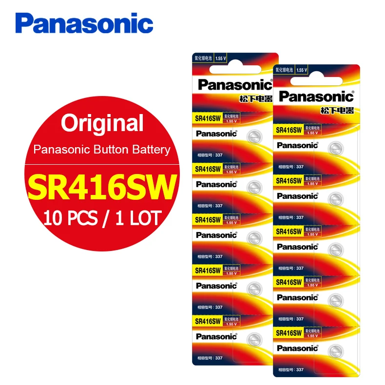 Оригинальный Panasonic 10 шт./лот SR416SW кнопочные батареи из оксида серебра 377 LR416 4,8 мм * 1,6 мм 1,55 в аккумулятор для часов