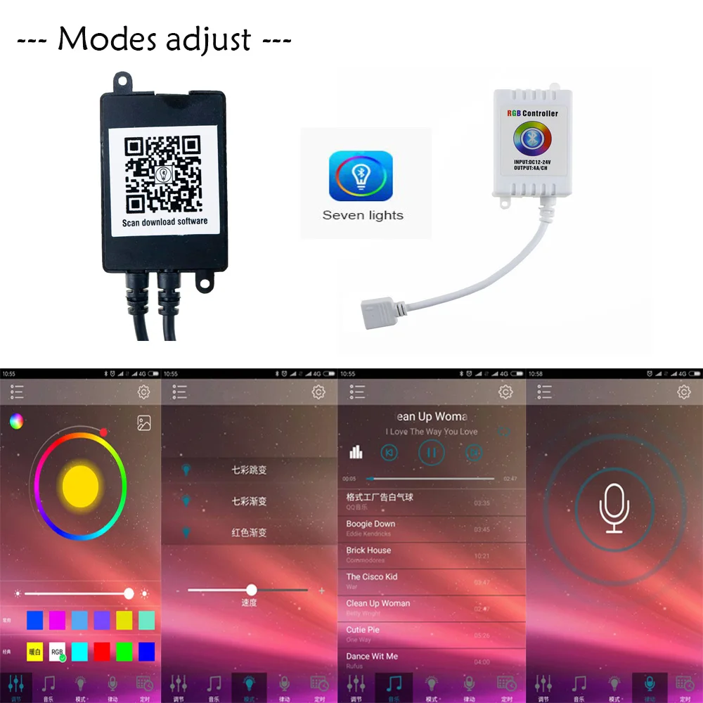 Контроллер RGB для светодиодных лент 3528 5050 2835 12 В Bluetooth 4 0 совместим с IOS 6 и Android