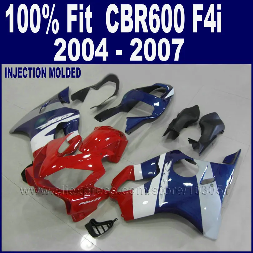 ABS красно-синие комплекты обтекателей для Honda 2004 2005 CBR600F4i 2006 2007 Cbr 600 F4i 04 05 06 07