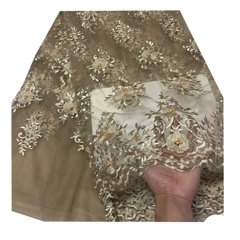 Latest African French Lace Fabric High Quality Tulle with stones and beaded For Wedding pl-649 | Дом и сад