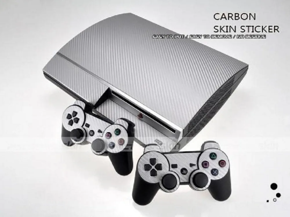Серебристая виниловая наклейка из углеродного волокна защитная пленка для Sony PS3