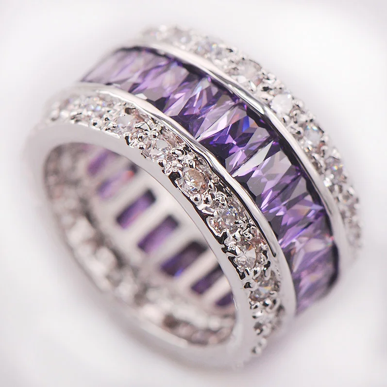 

Purple Crystal Zircon Women 925 Sterling Silver Ring F676 Size 6 7 8 9 10