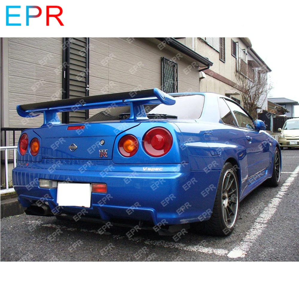 Для Nissan Skyline R34 GTR OEM карбоновый задний набор спойлеров обвес для GTR R34 карбоновый спойлер(лезвие+ колпачки+ подставка