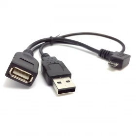 100 шт./лот прямоугольный 90 градусов микро USB OTG кабель с кабелем питания для NOTE3 N9000