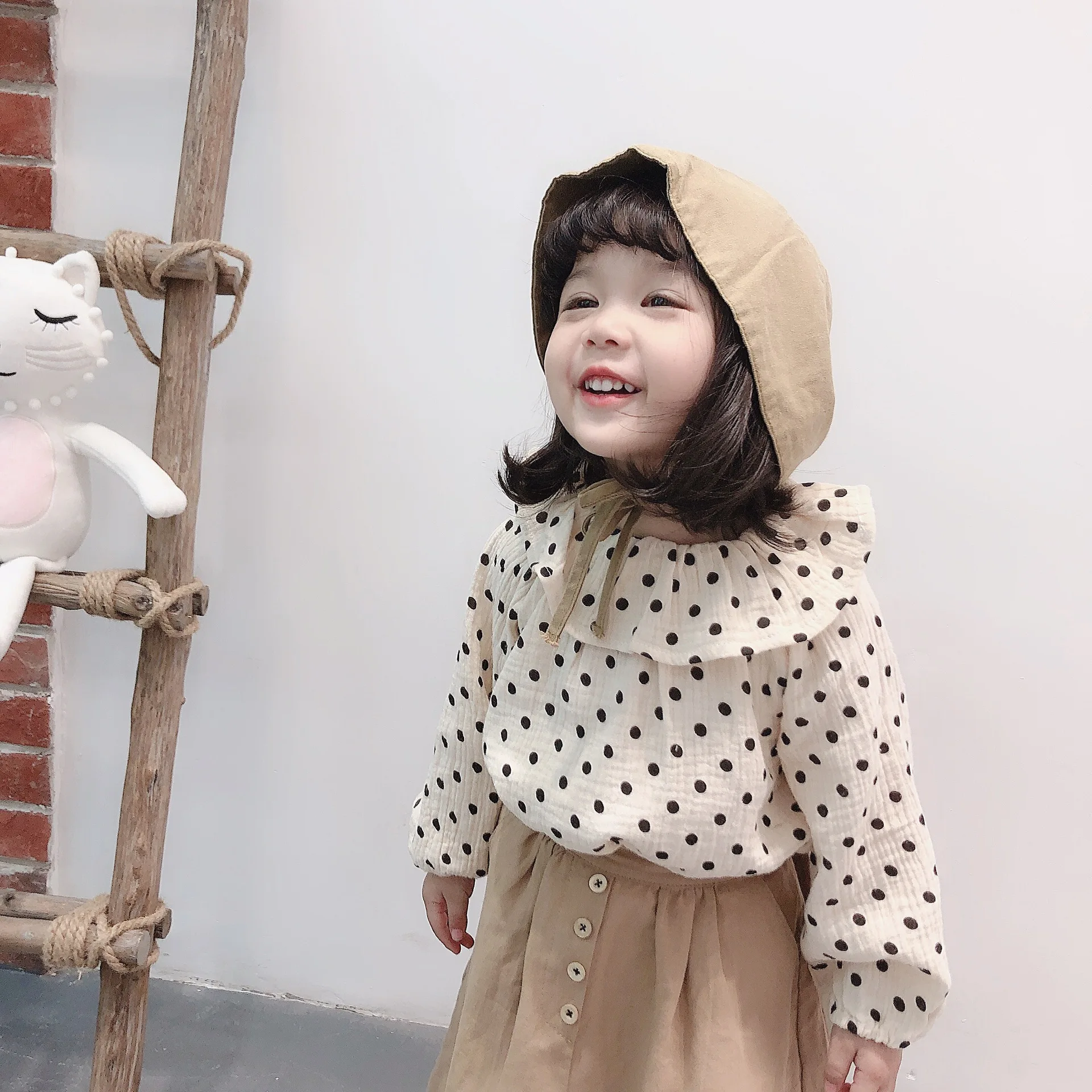 

2019 Spring New Baby Girl Shirt Toddler baby Clothes Kids Girls Polka Dot Cute Shirt Children's Cute Blouse Baby Girl Top Tees