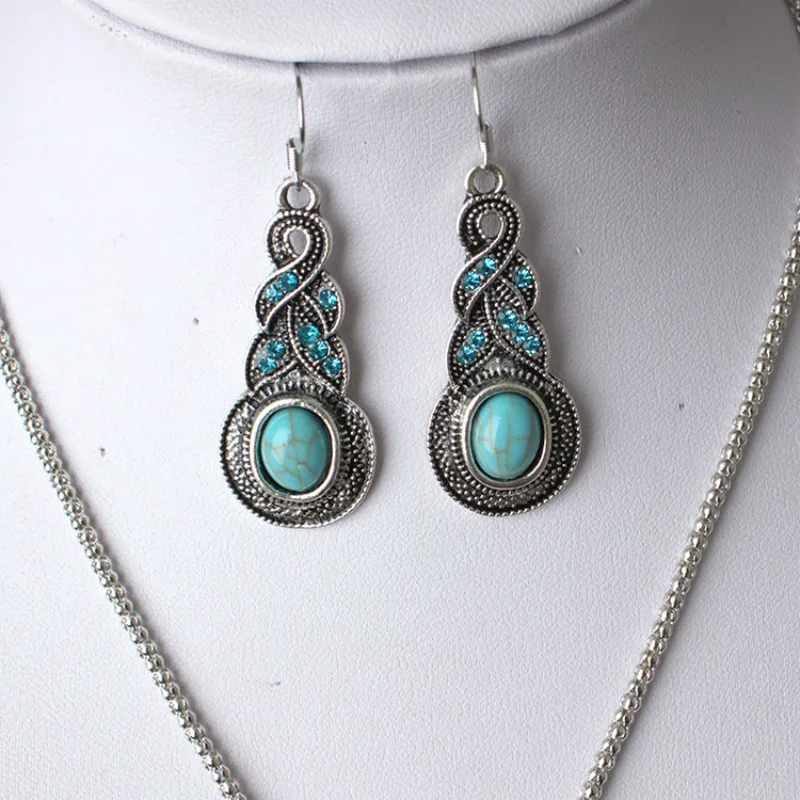 Женское Ожерелье с сережками набор ювелирных изделий серебряным покрытием для