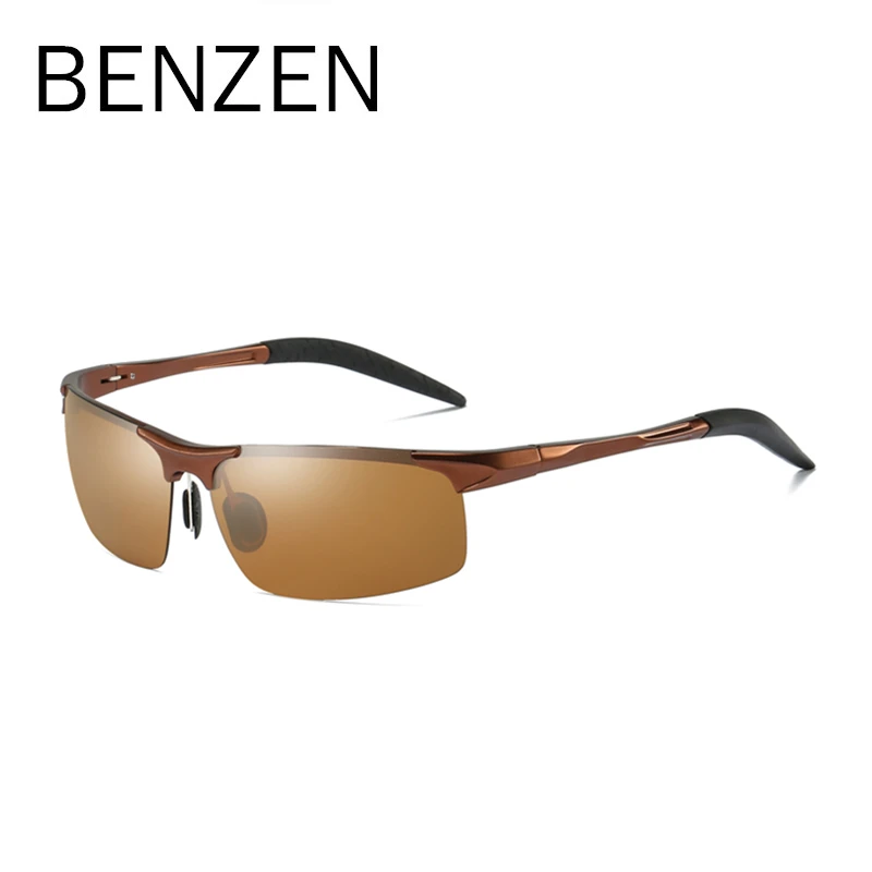 COFFEE BENZEN Polarized Sunglasses For Men Quality Al-Mg Sports Sun Glasses Male UV Protection Outdoor Driver Glasses Goggles 9333 - Цвет линз: COFFEE