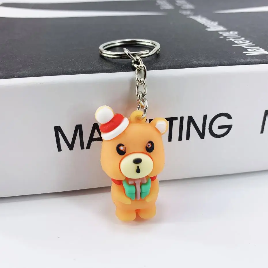 Little bear Креативный ПВХ мягкий Санта-Клаус, снеговик, брелок "Олень" дамская сумка ключ от машины Рождественский кулон подарок на праздник - Цвет: Little bear