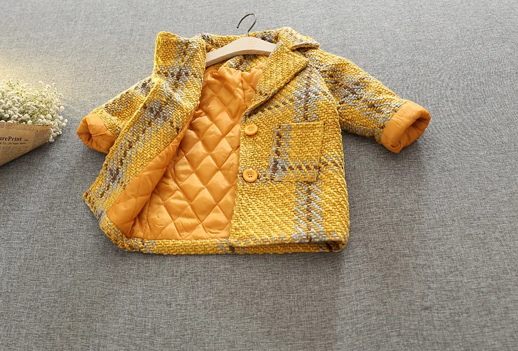 2017 модное зимнее пальто для маленьких девочек клетчатый блейзер детское на