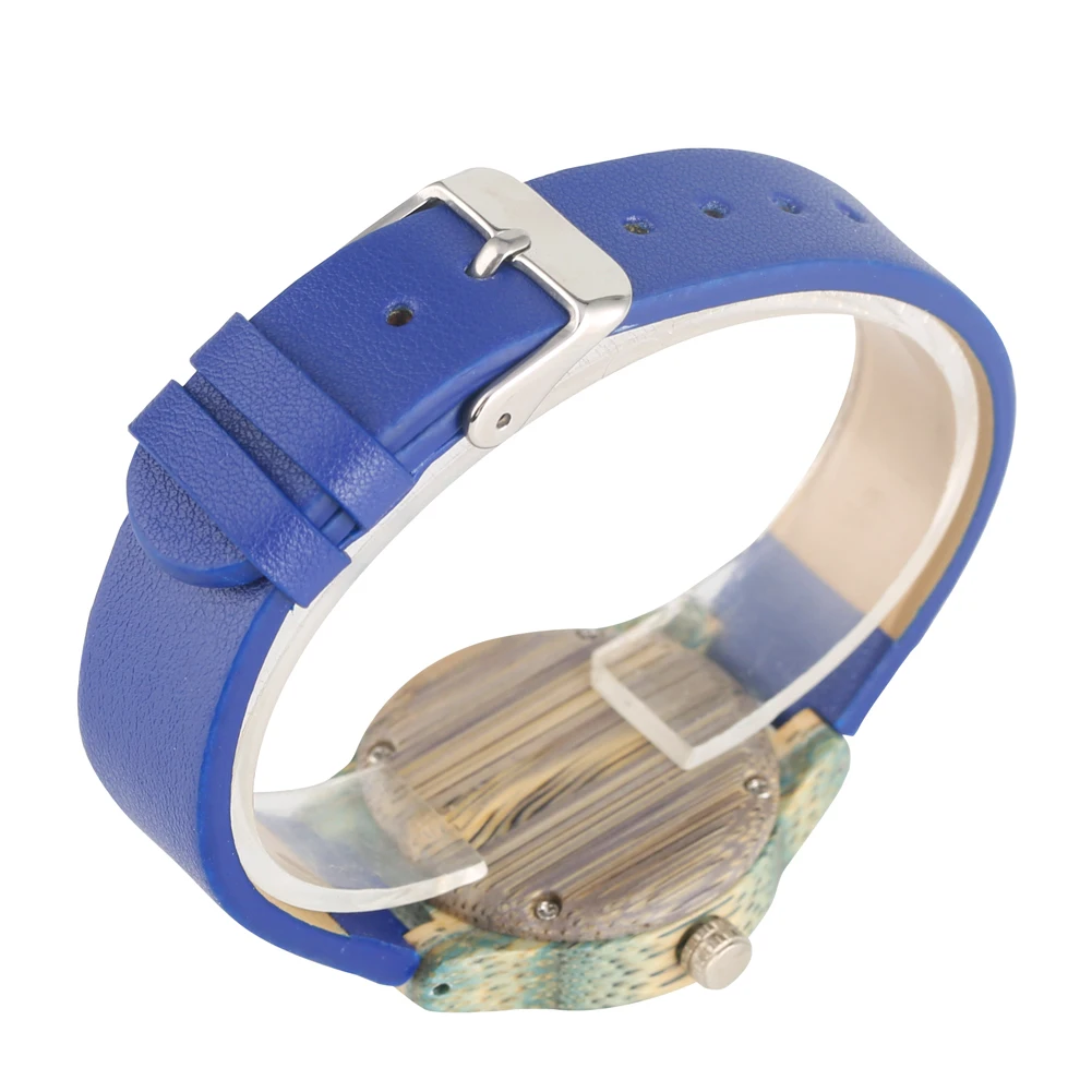 Женские повседневные часы из бамбука классические ручной работы зеленые