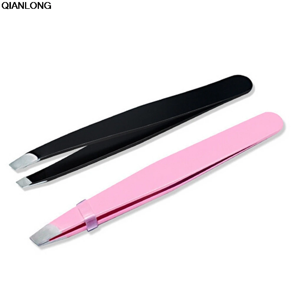 

2018 Lady Eyebrow Tweezers Hair Removal Stainless Steel Beauty Slant eyebrow clip Makeup Tool