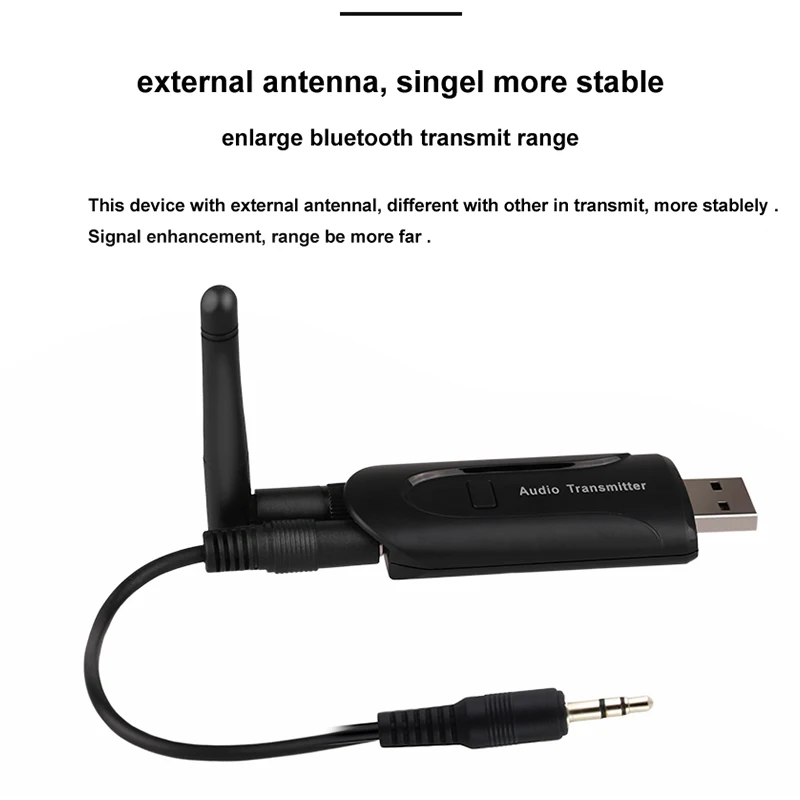 4.1 Bluetooth Wireless Audio Transmitter AUX 3.5 MM Plug And Play Micro USB 5V/0.5A Enable TV Computer With Funtion | Электроника