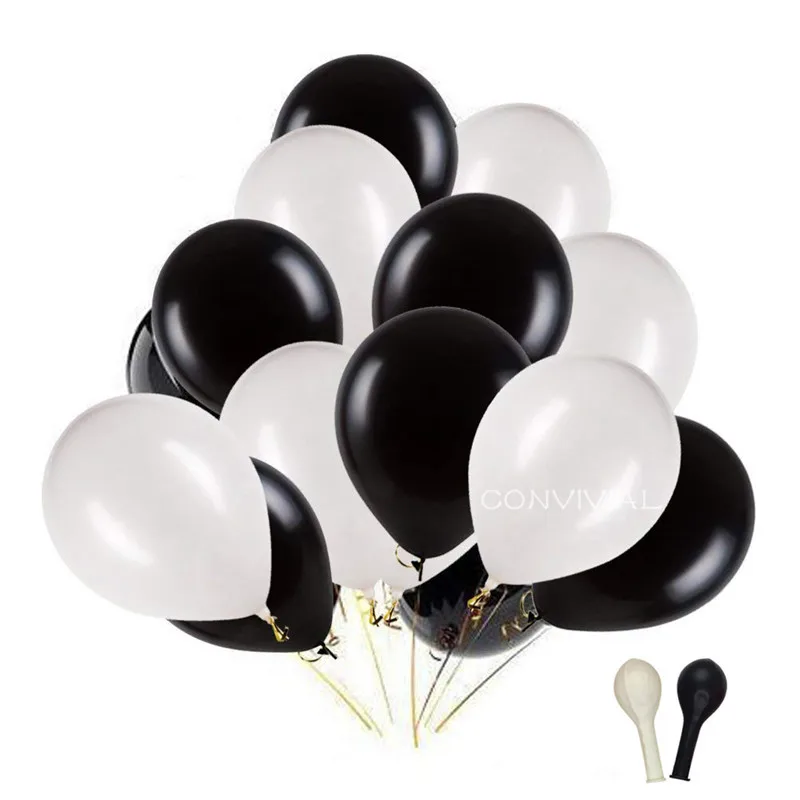 Black White 12 шт., розовые, белые прозрачные шары, латексные гелиевые шары для вечеринки в честь Дня Рождения, товары для вечеринки в честь рождения ребенка, свадебные украшения, баллон для мероприятий - Цвет: Black White