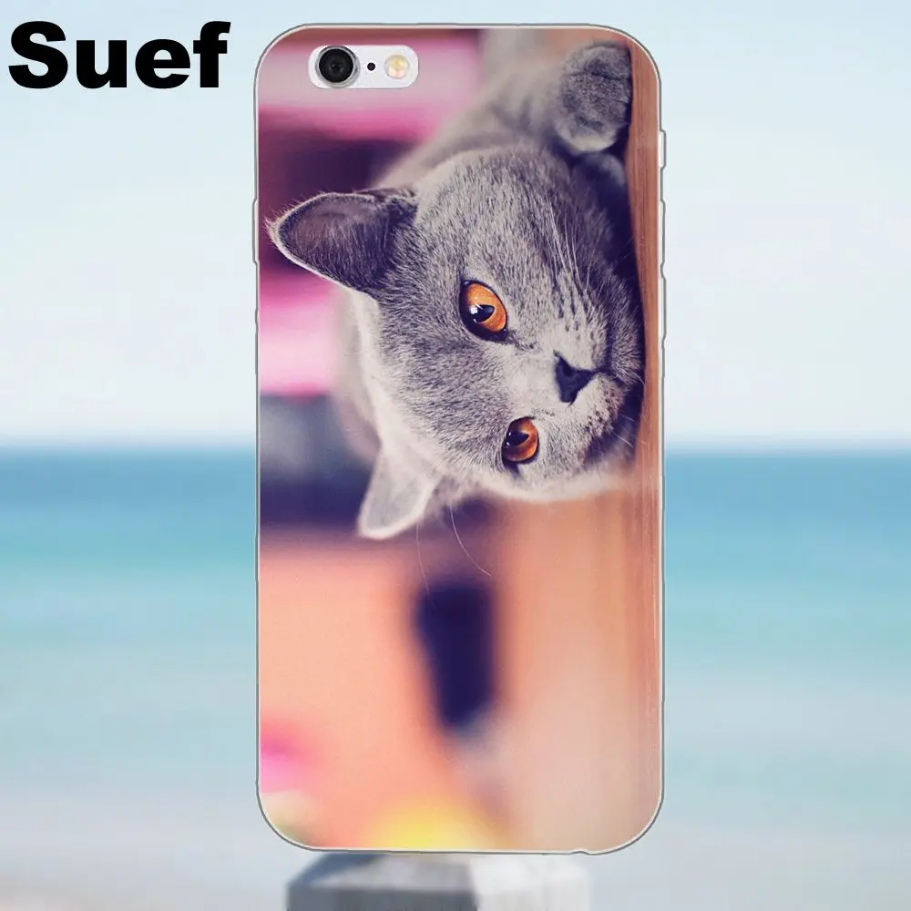 Для iPhone 4 4S 5 5S 5C SE 6 6S 7 8 Plus X Samsung Galaxy J1 J3 J5 J7 A3 A5 2016 2017 TPU Защитный серый фантазия кошка