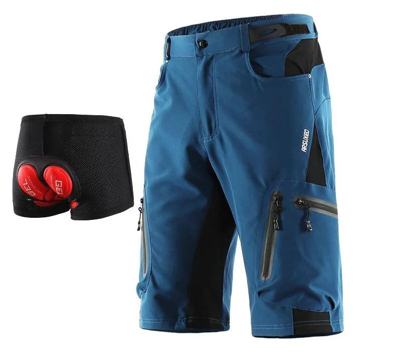 1202 dark blue with ARSUXEO мужские спортивные шорты для велоспорта, быстросохнущие шорты для горного велосипеда, водостойкие шорты для горного велосипеда - Цвет: 1202 dark blue with