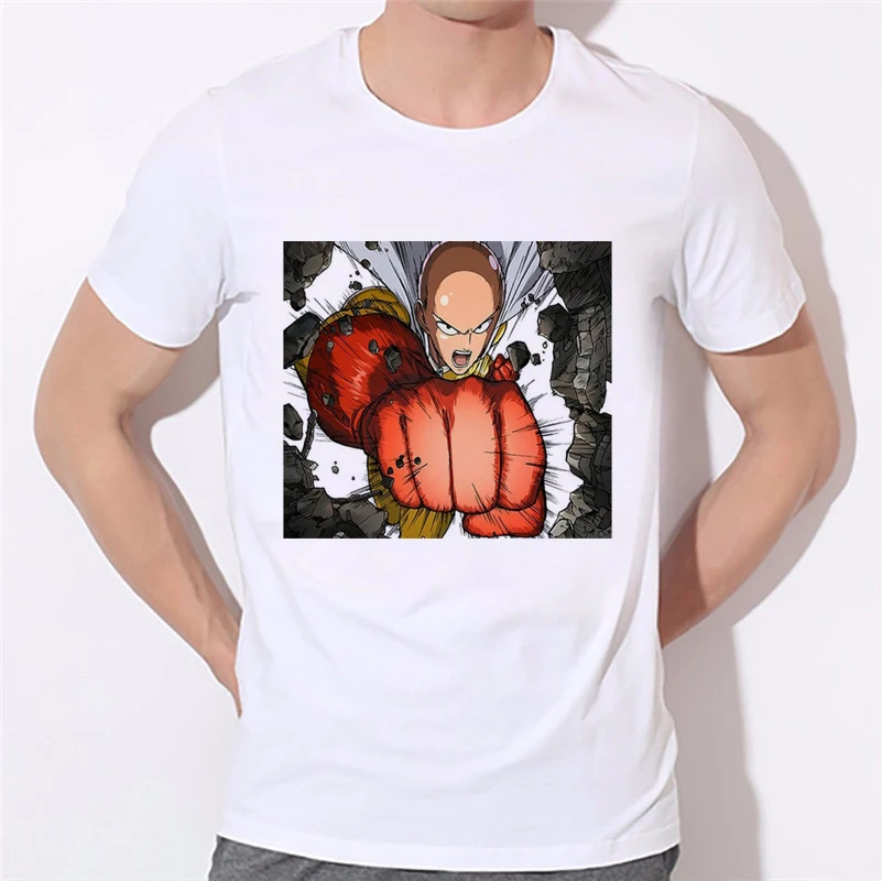 Модные Аниме One Punch Man Футболка мужская Hipster 3D футболка Homme Летние повседневные