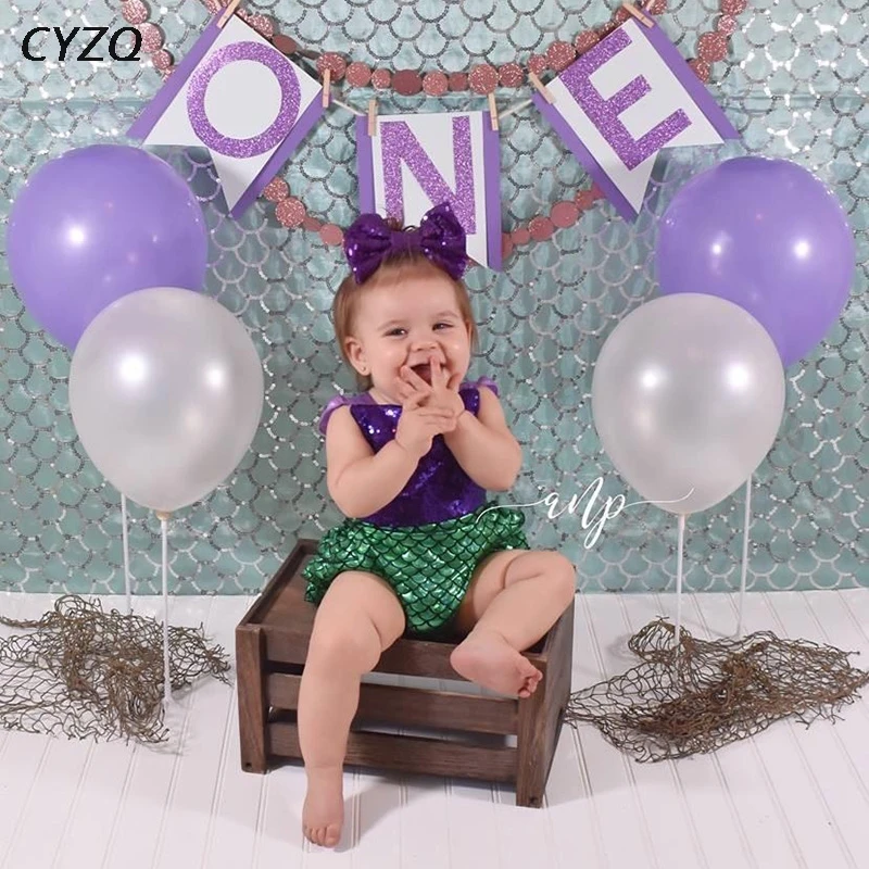 

Little Mermaid Theme Party Supplies Happy Birthday Mermaid Banner Blue Mermaid Balloon Wedding Party Decor Baby Shower Supplies