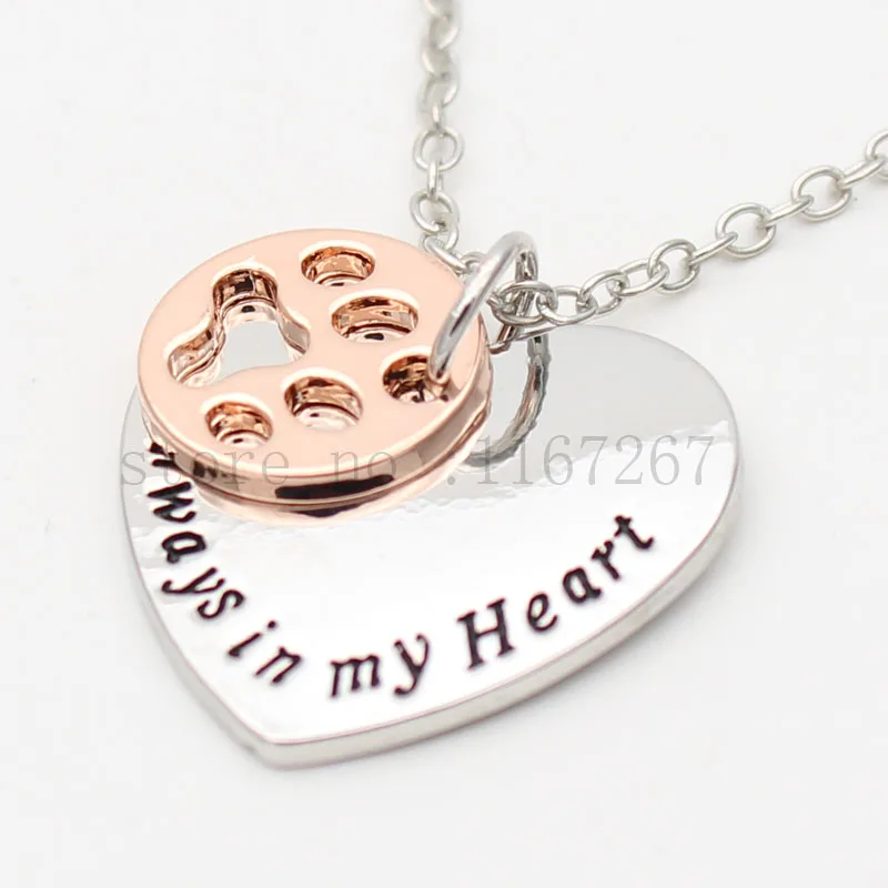 2017 новое ожерелье любовь навсегда сердце щенок с подвеской в виде лапы для