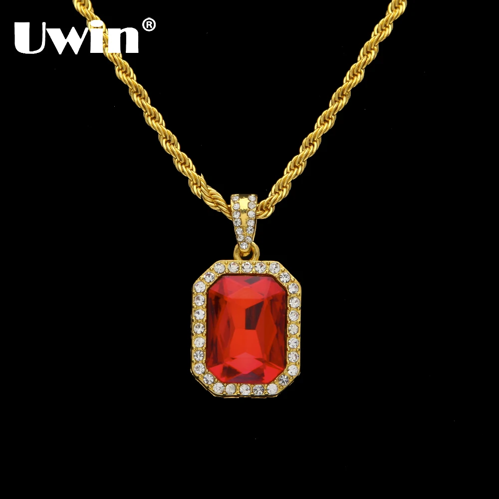 Uwin Мужская подвеска в стиле хип хоп мини красные стразы 24 дюйма|charm mini|drop pendantnecklaces