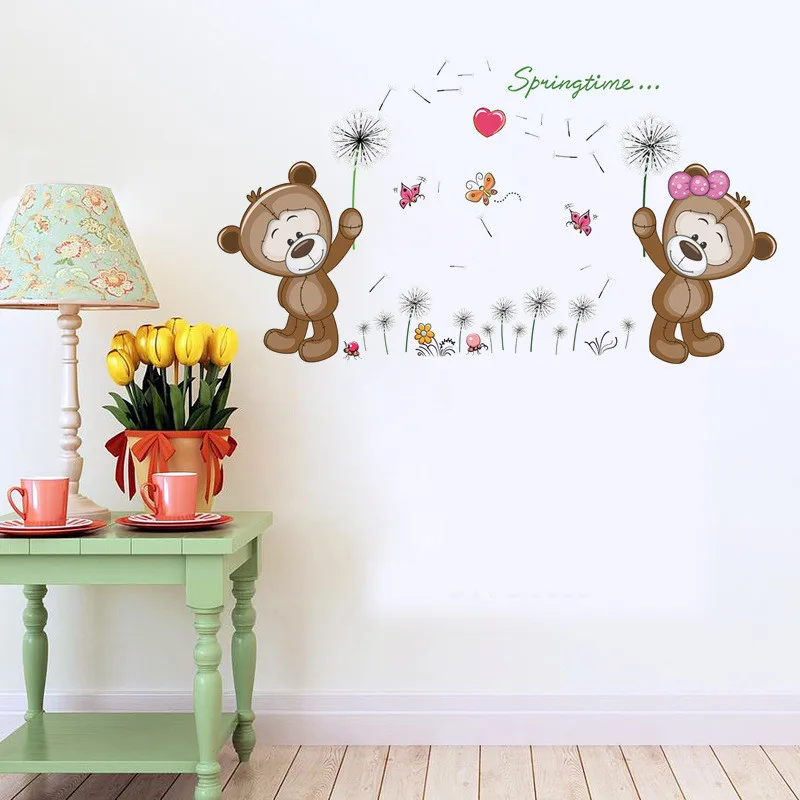 Мультяшный медведь Одуванчик настенная палка детская комната Метопа украшение