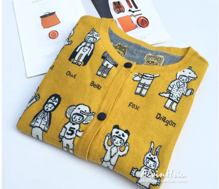 Harajuku корейские весенние новые женские кардиганы милые желтые вязаные пальто с